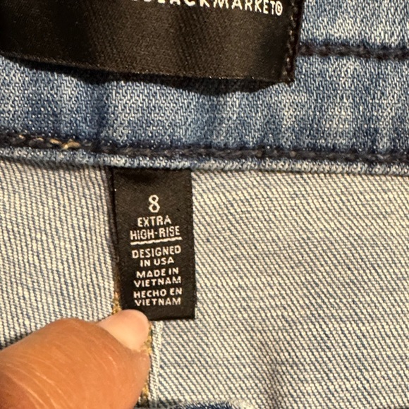 NWOT White House Black Market Blue Jeans with Tweed Waistband Details - Picture 5 of 11